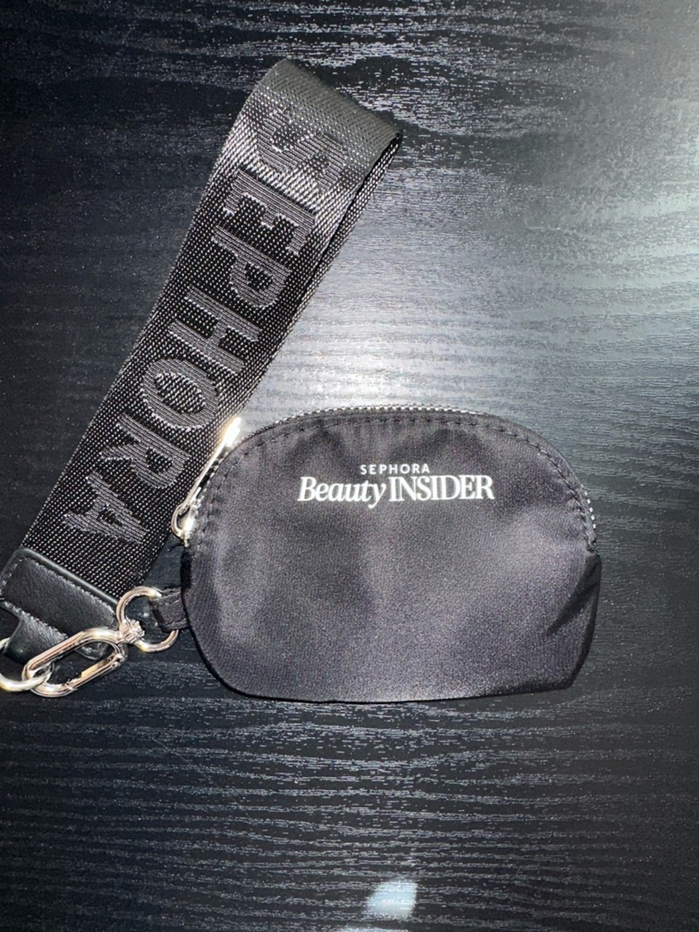 Sephora Black Beauty Insider Wristlet Pouch with Branded Strap